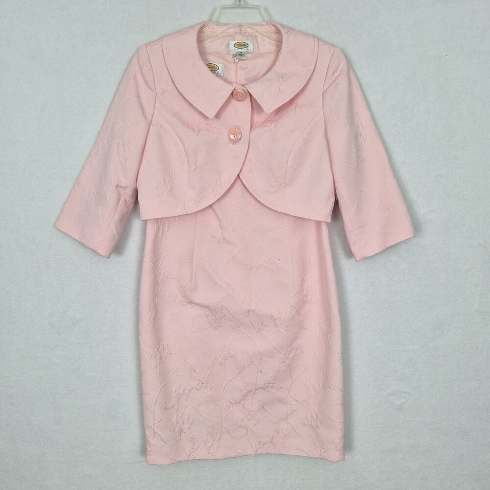 Vtg Talbots Sz 8P Baby Pink 2 Piece Dress Set Corpcore Feminine Preppy Cottage
